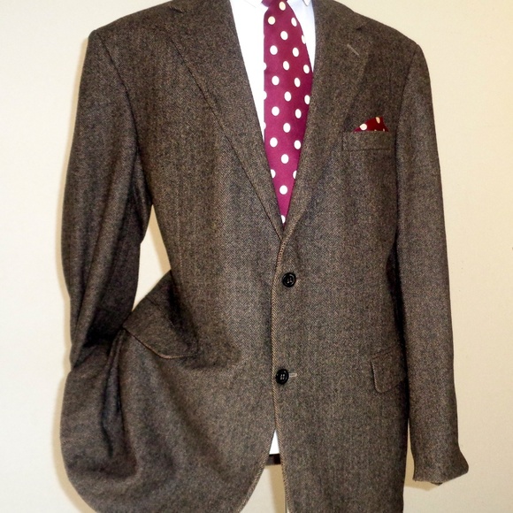 Camel Hair Chereskin Men' Brown Sports Jacket 44L
